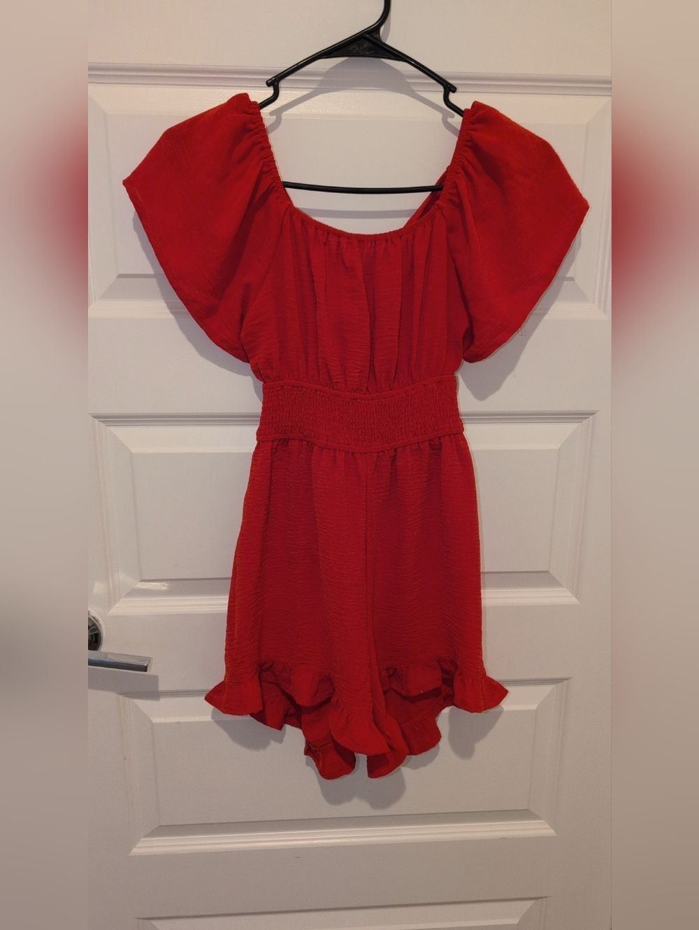 Red Off-Shoulder Romper